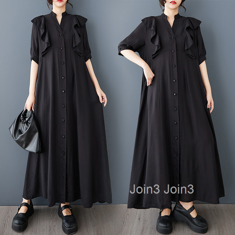 Spring/Summer New Yamamoto Dark Lotus Leaf Edge Collar Dress Loose Temperament Shirt Long Dress