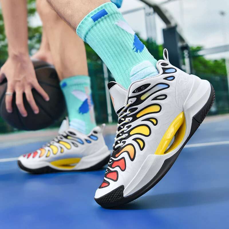 High-quality Men's Refl ective Bas ketball S neakers Men M esh Outdoor Rubber Anti Slip Sports Training Shoes Male