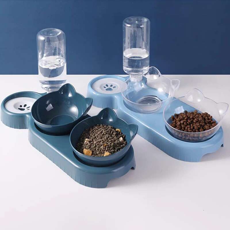 3 in 1 Feeder Automatic Water Dispenser Double Bowl for Small Dogs Cats Pet Food Container Cat Accessories