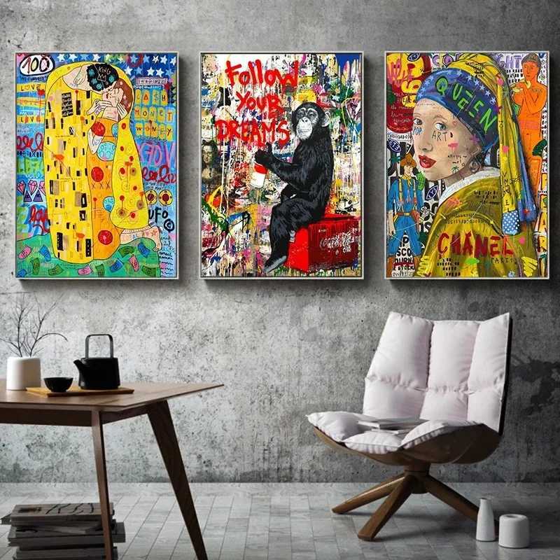 Abstract Graffiti Street Art Interesting Famous Canvas Painting Posters and Printed Wall Art Images Y250218