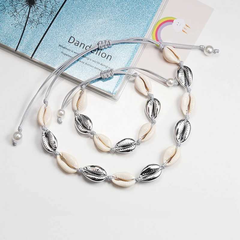 Shell Necklace Bracelet Bohemia Nature Seashell Cowrie Charm Necklaces For Women Choker Rope Chain Bracelets Summer Jewelry GiftXJ250222