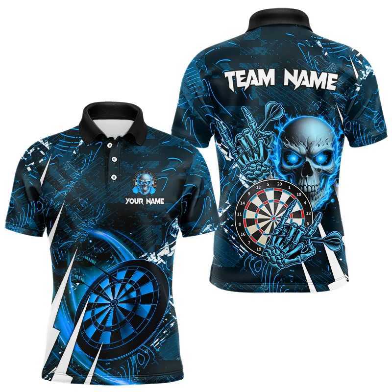 Men's Polos Funny Dart Pattern Polo Shirt For Men Fashion Skull Print Lapel Short Sleeve Tee Casual Loose Top Personalization Name Wear z250222