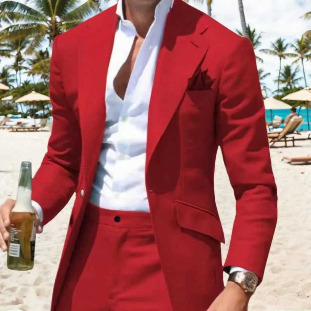 Casual Stylish Mens Suit Notched Lapel 2 Pieces Suits Blazer and Pants Tuxedo for Wedding Performance Business Ceremony DressesXJ250222