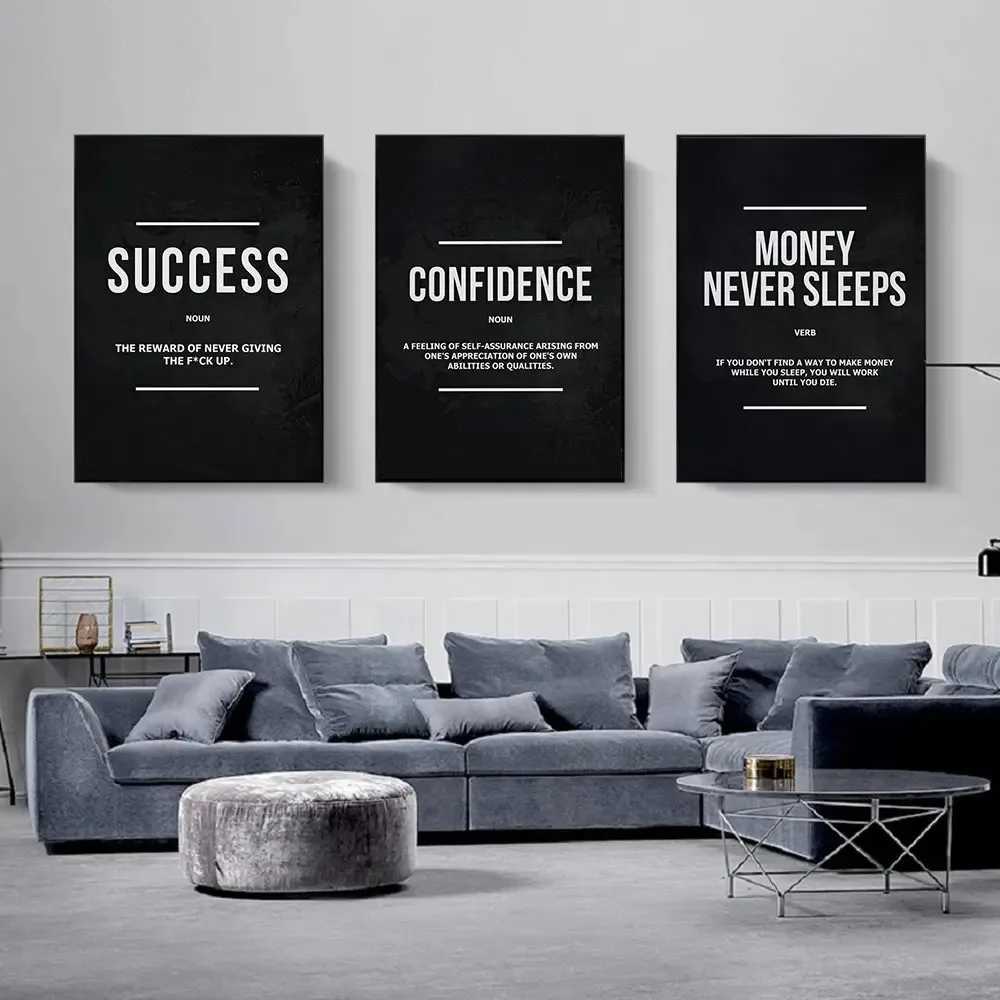 Inspiring quotes poster wall art money Nr sleep motivation canvas printing picture painting Y250218
