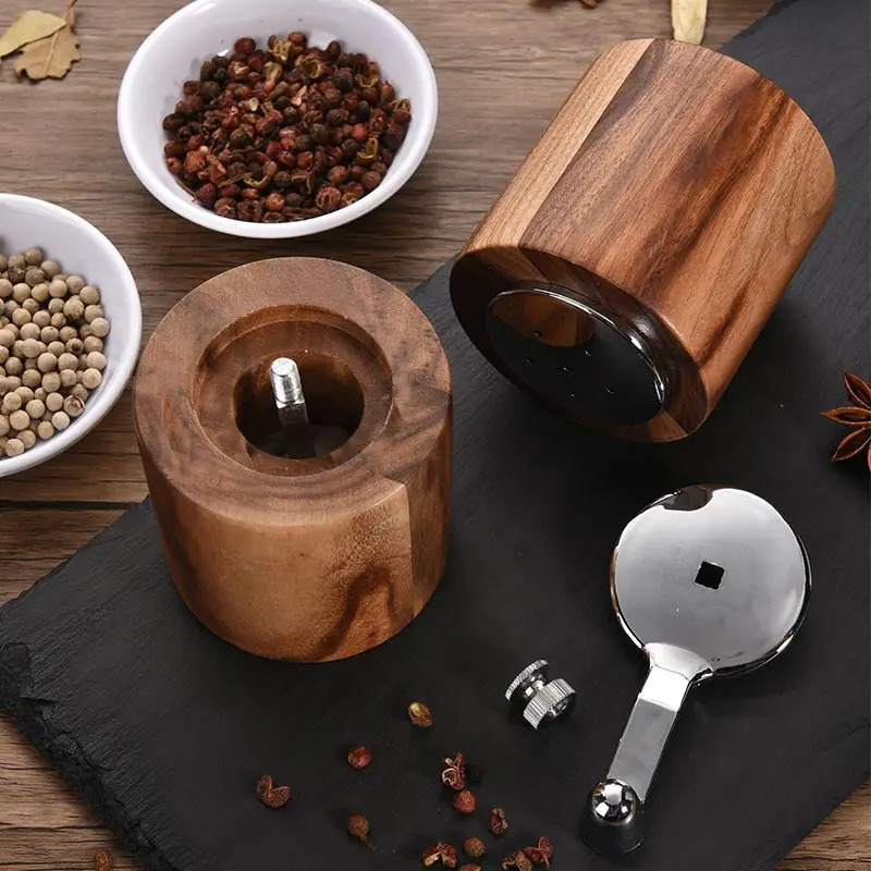 Wood Hand Pepper Grinder Salt and Adjustable Mills Gourmet Precision Mechanisms Premium Sea Peppercorns 250217