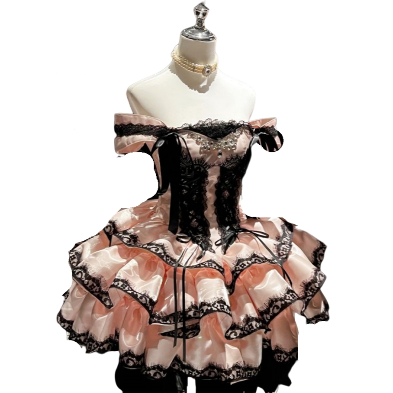 Vintage Mini Short Ball Gown Prom Dresses With Bow Back Lace Appliques Peach Pink And Black Off Shoulder Cocktail Party Special Occasion Gowns Hoemcom