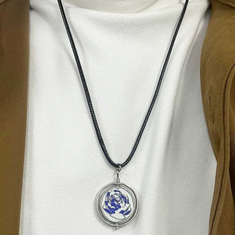 Jinx Blue Rose Rotating Necklace Anime Game Arcane Season 2 Backpack Pendant Metal Fashion Jewelry Fan Series W250221