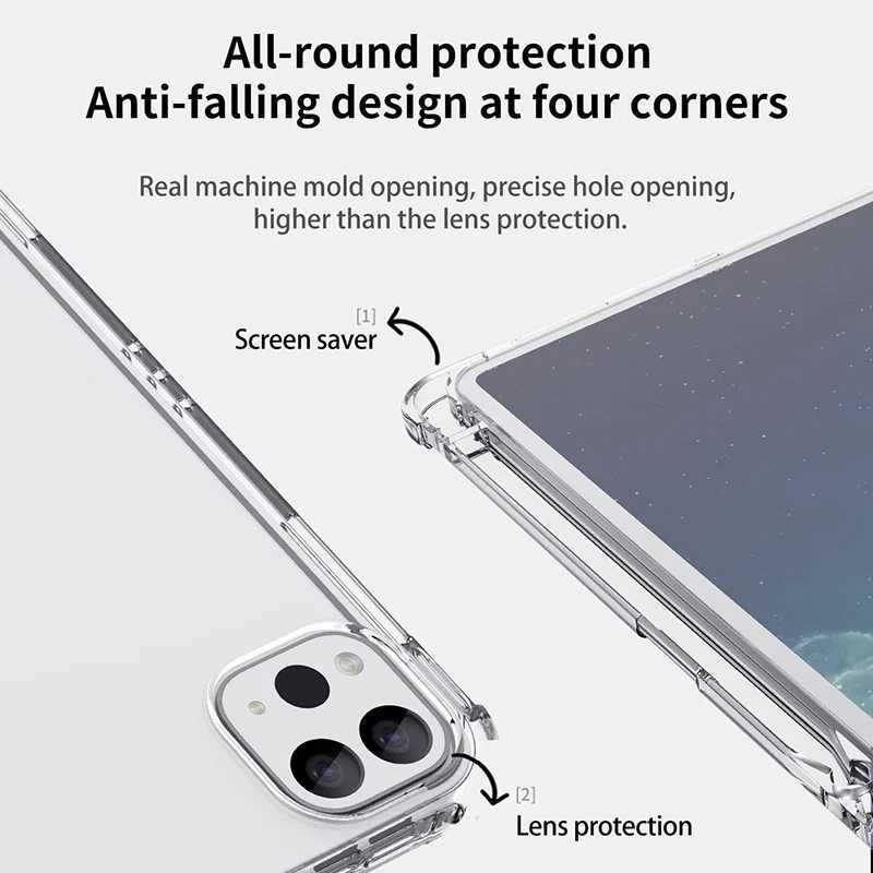 For iPad Case iPad 10th Gen 12.9 4th 5th 6th Air 4th 5th 10.9 Pro 11 2nd 3rd 4th iPad 10.2 with Pen Slot TPU Transparent Cover Z250222