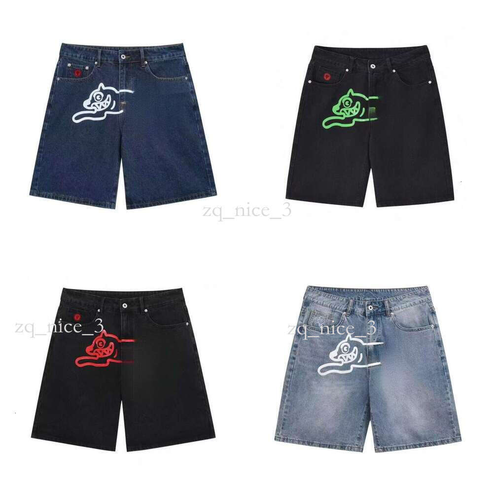 Designer billionaires boys club black jeans for mens Fashion BBC icecream Shorts brand Denim jean man short pant y2k Pants Ink Prints high quality fly