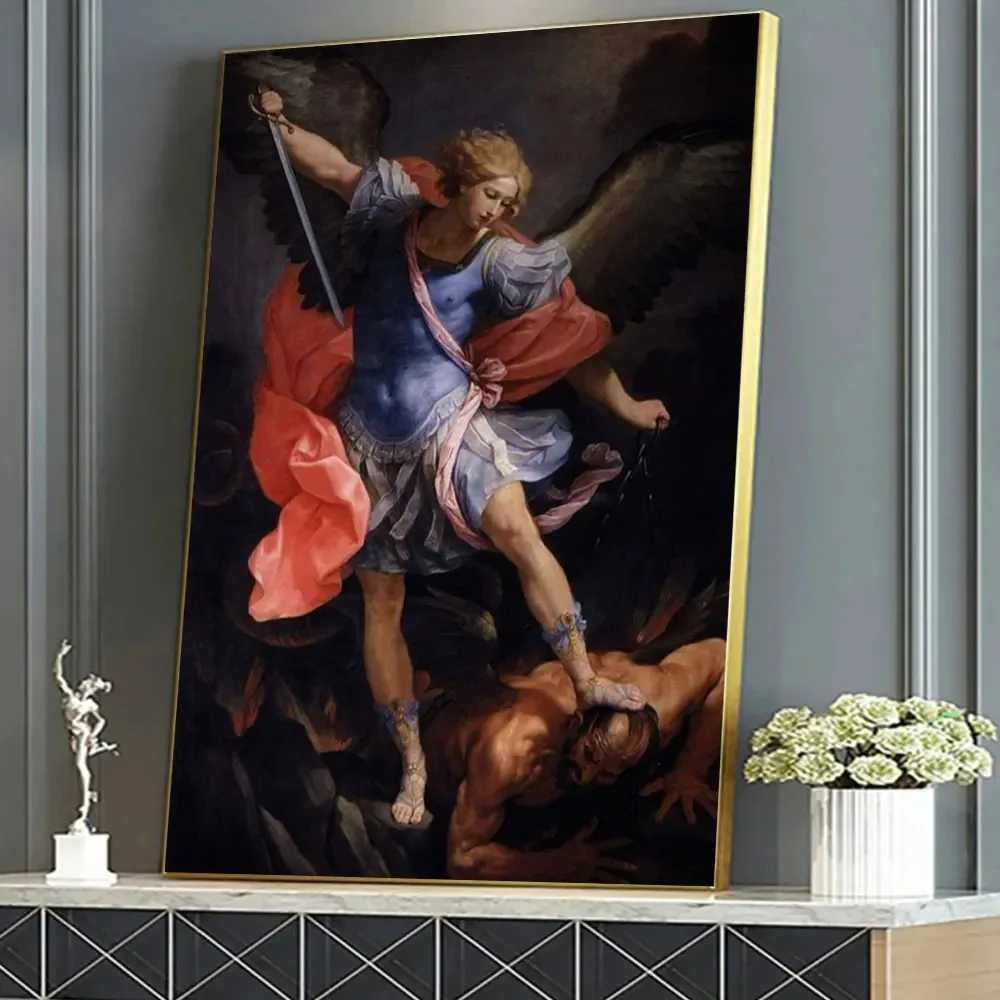The Holy Archangel Michael Posters Print Vintage Devil Canvas Painting Wall Art Religious Angel Pictures Ro He Decor Y250218