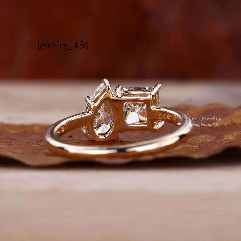Sterg Sier GRA VVS Moissanite Toi Et Moi 1.69 TW Pear and Princess Cut Lab Grown Dia Engagement Ring Women