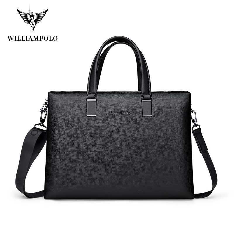 WILLIAM Men Briefcase High Quality Business Famous Brand Genuine Leather Shoulder Messenger Bags Office 14 inch Laptop bag Z250220