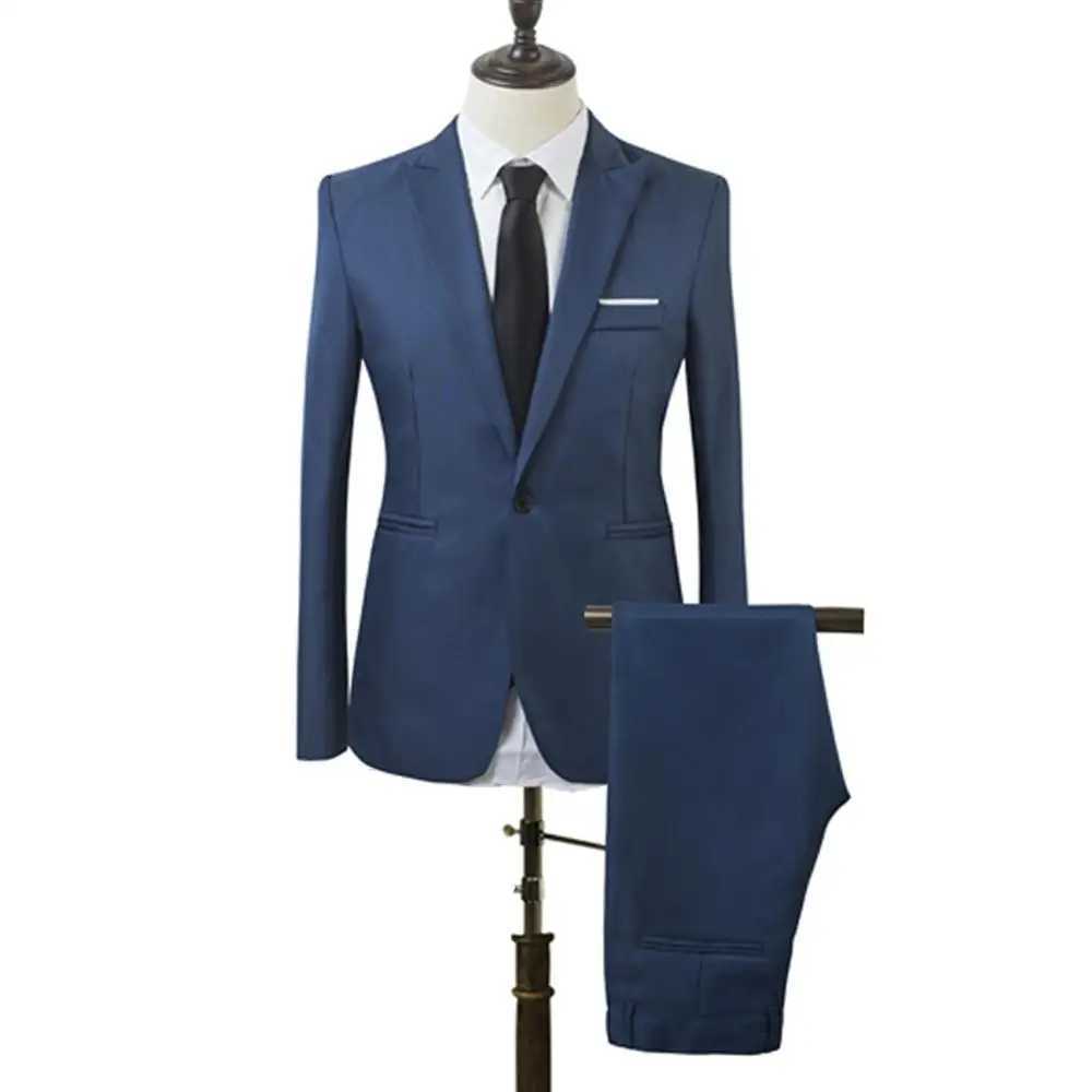 Mens Slim Fit Business Leisure One Button Formal Two-Piece Suit for Groom WeddingXJ250222