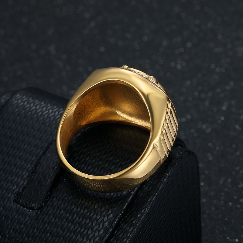 Hip Hop Philippine Eagle Casting Ring Stainless Steel Gold Plated Mens Jewelry