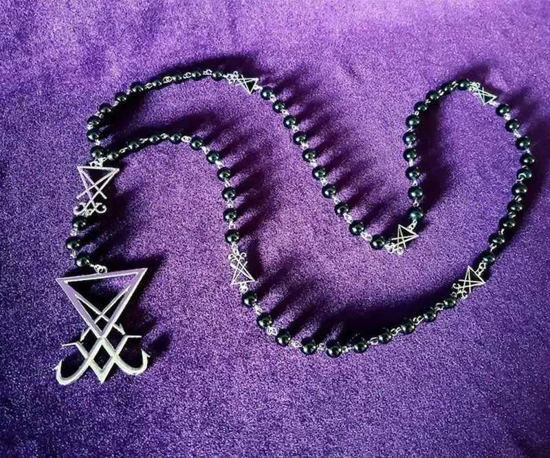 New Sigil Lucifer Rosary Luciferian Necklace occult goth gothic Necklaces left hand path rosary satanic W250221