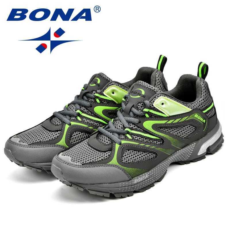 BONA New Arrival Classics Style Men Running Shoes Cow Split Mesh Men Sport Shoes Lace Up Outdoor Jogging Shoes Z250304