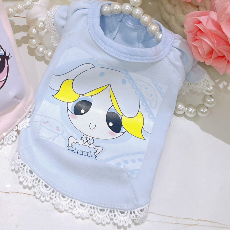 Pure Cotton Dog Dresses, Designer Original Cowboy Strap Set, Cotton Lined Dog T-shirt, Exquisite Summer Dog Clothing for Teacup, Pomeranian and Small 