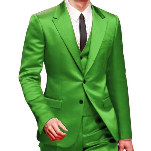 Slim Fit Red Men Suits for Prom Singer Stage 3 Piece Satin Wedding Groom Tuxedo Male Fashion Jacket Waistcoat with Pants 2023XJ250222