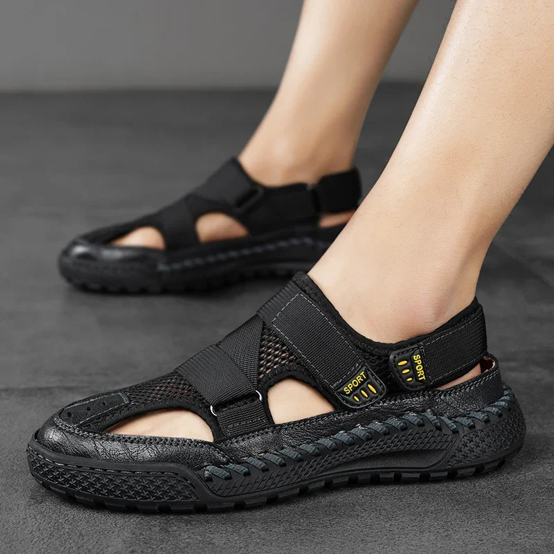 Men Sandals Comfortable Breathable Casual Shoes For Summer Office Outdoor Anti-Collision Large Size Hiking Shoes Slippers Men 250221