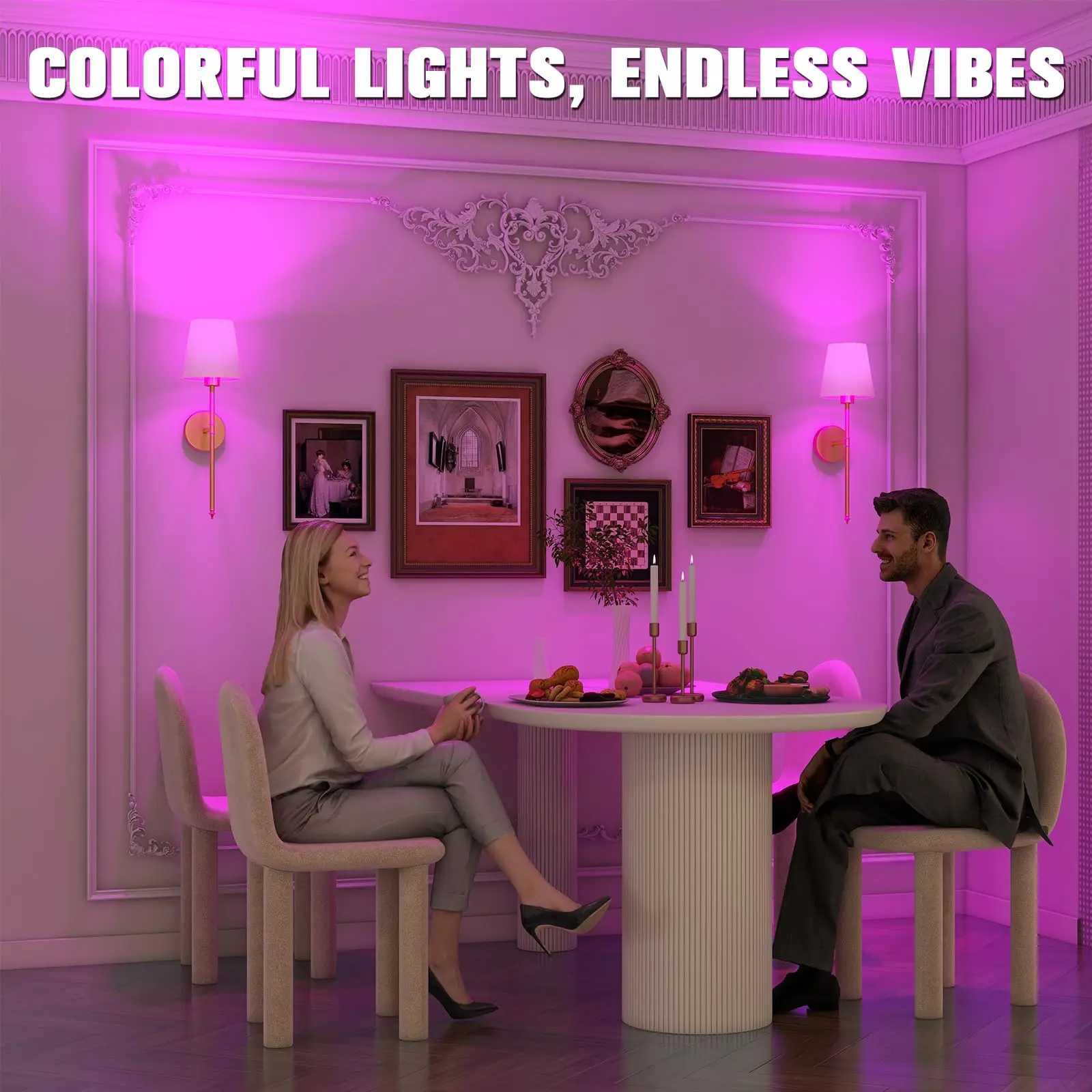 American 2 Packs Wall Lights Battery Operated Wall Sconces Gold Wireless Wall lamp with Remote RGB Colors Modes Rechargeable Z250220