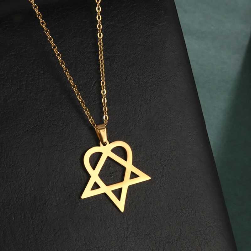 Classic Simple Personty Heartagram Star Heart Stainl Steel Pendant Necklace Mens Womens Fashion Star Of David Necklace W250221