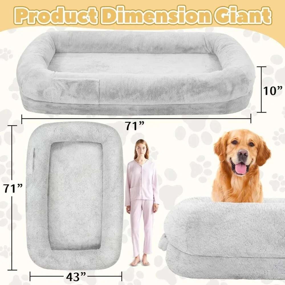 Bed for Adults, 71" Long Human Size Dog Bed, Removable Cover, Washable, Waterproof, Orthopedic Design