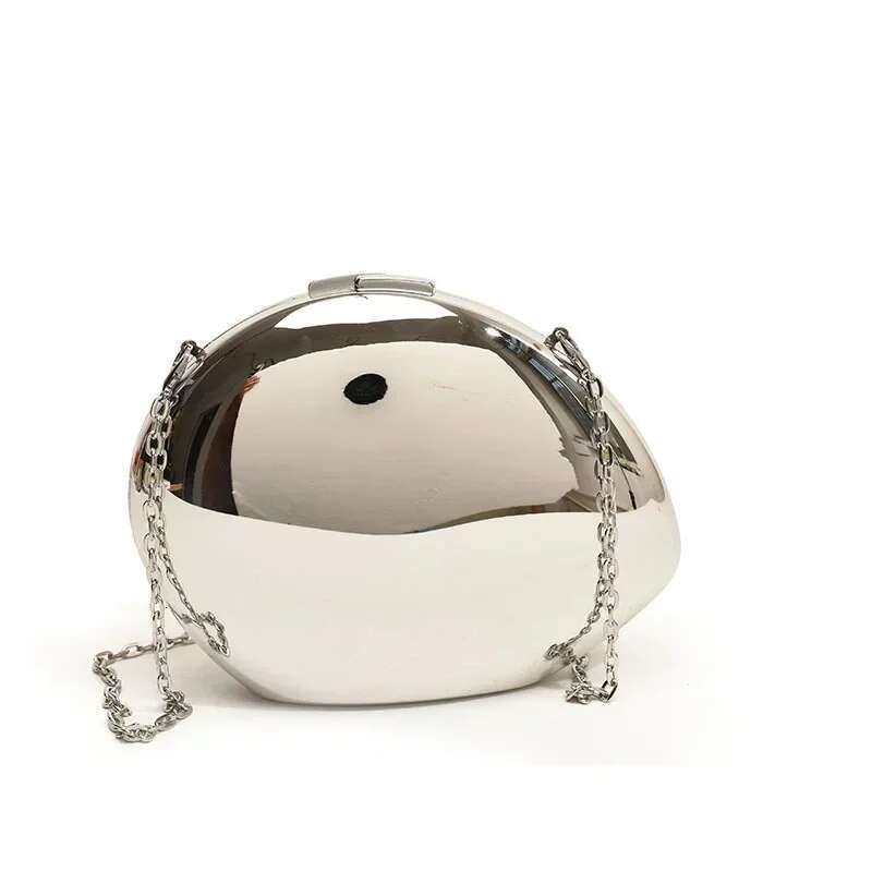 Women's Bags Designer Acrylic Shell Shape Clutch Gold Sier Women Evening Party Bag Cute Shiny Metal Shoulder Crossbody Bags Small Purse