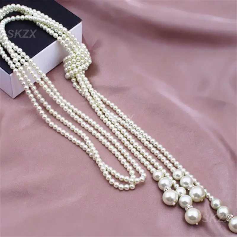 Natural Freshwater Pearl Necklace Handmade Exquisite Crystal Beads 5-Layer Sweater Chain Long Sleeve Sweater ChainXJ250222