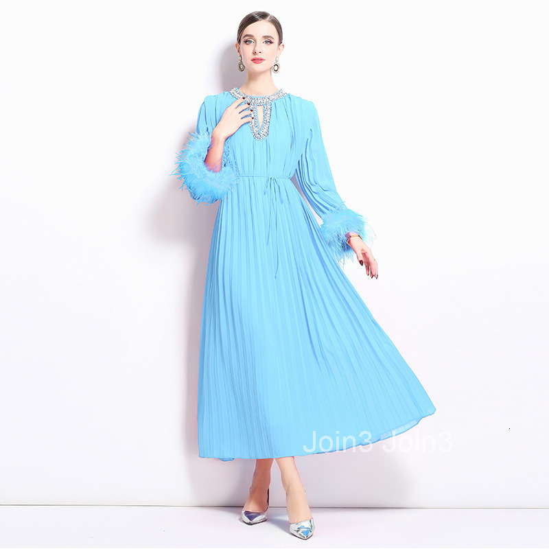 temperament nail bead rhinestone dress two tone ostrich fur dress with belt