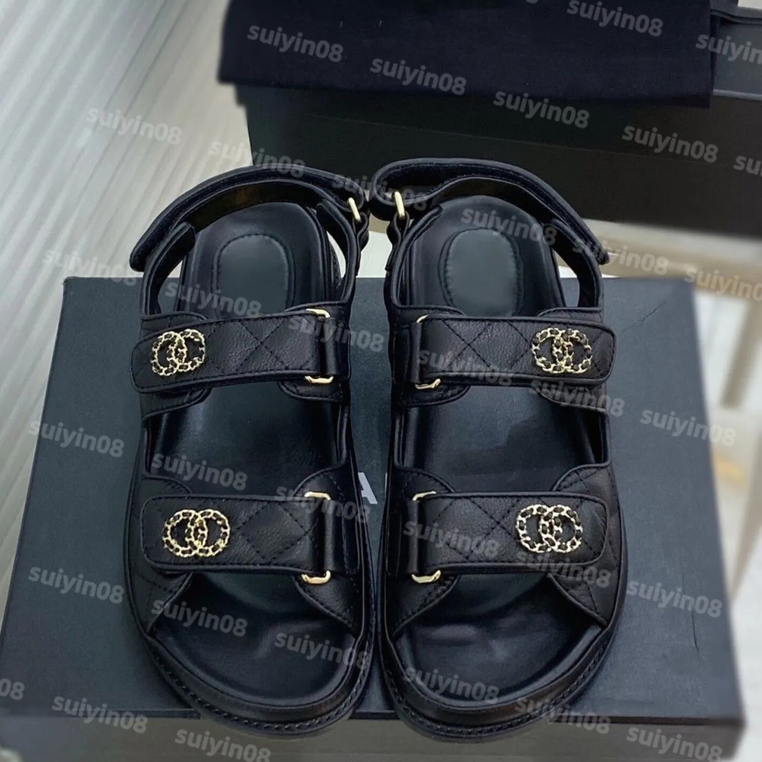Women sandale Calfskin Dad shoes Sandals Quilted Designer Sandles Shoes Platform Flats Low Heel Wedge Diamond Buckle Sandal Slip On Ankle Strap Flip Flop 04