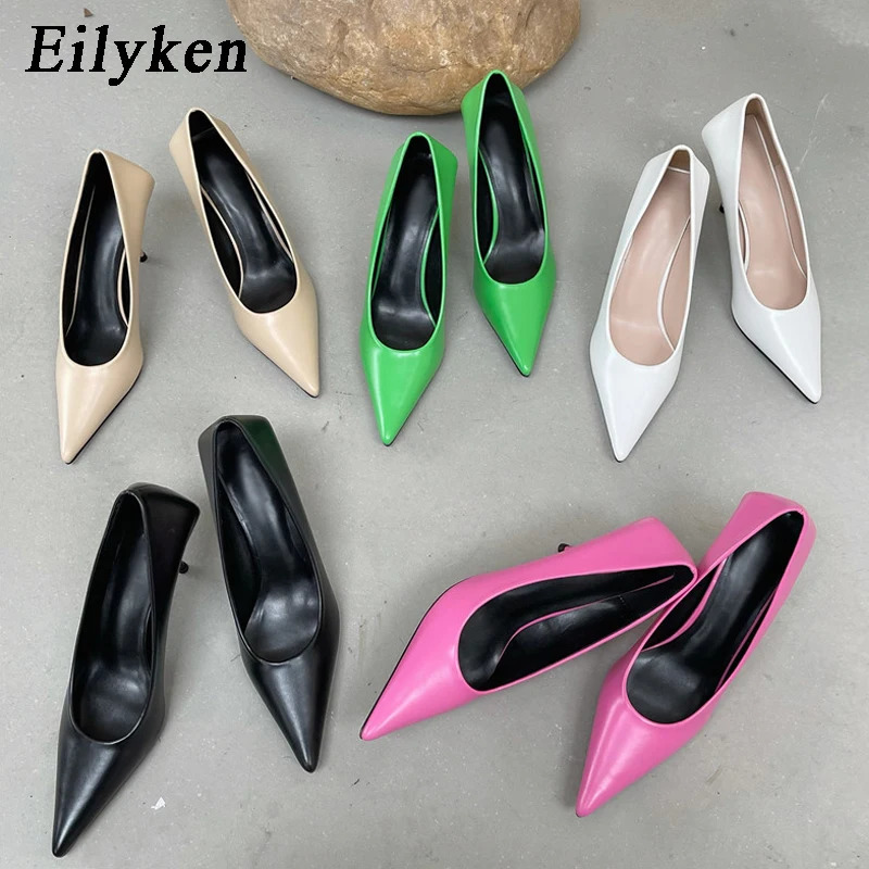 Eilyken High Quality Pu Leather Sexy Shallow Pointed Toe Woman Pumps Thin High Heels Fashion Dress Sandals Ladies Shoes 250221