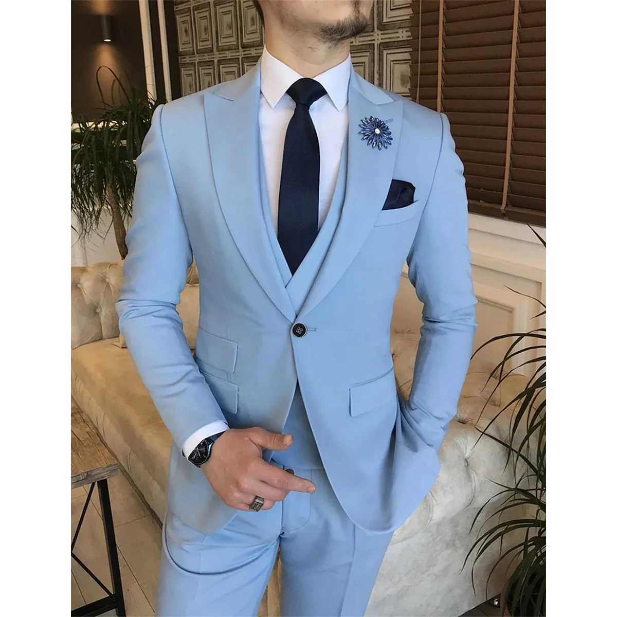 Mens Business Set 3-Piece One Button White Meeting Party Wedding Formal Occasion 4XL 5XL Increased LengthXJ250222