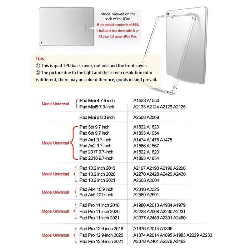 For iPad Case iPad 10th Gen 12.9 4th 5th 6th Air 4th 5th 10.9 Pro 11 2nd 3rd 4th iPad 10.2 with Pen Slot TPU Transparent Cover Z250222