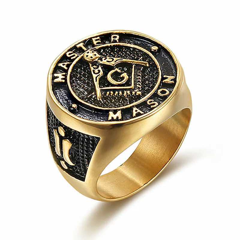 Band Rings DropshippMaster Mason Masonic Rings Stainless Steel A G Free-Mason Rings Men Jewelry Gift Alliance US Size 7 to 15 R753G J250215