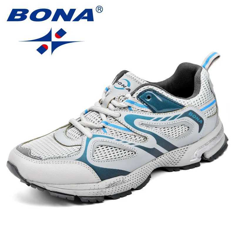 BONA New Arrival Classics Style Men Running Shoes Cow Split Mesh Men Sport Shoes Lace Up Outdoor Jogging Shoes Z250304