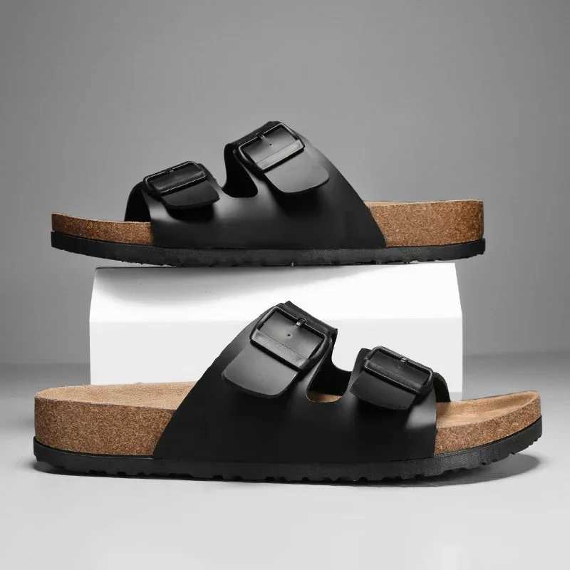 2024 new leather cork Herringbe mens and couples slippers summer M ller slippers Fi casual beach sandalsXJ250326