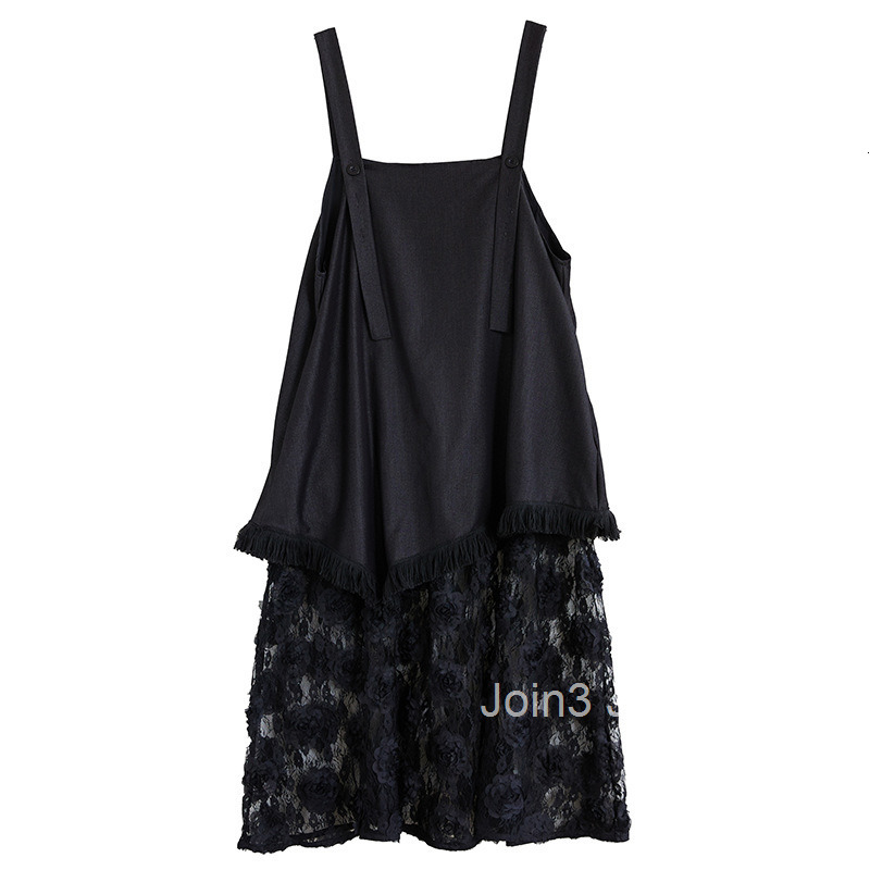Autumn New Heavy Industry 3D Flower Lace Splicing Dress Versatile Long Strap Skirt