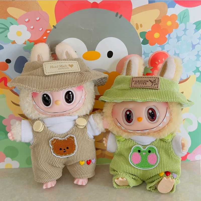 Labubu Doll Fashion Set Cute White Shirt Hat Animal Overalls Doll Clothes Accessory Gift for 17cm DollT250222