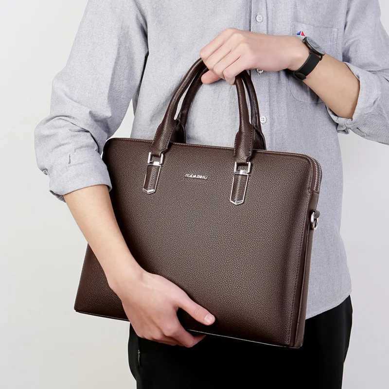 2023 New Cow Genuine Leather Business Mens Male Briefcase Shoulder Men Messenger Bag Tote Computer Bags Z250220