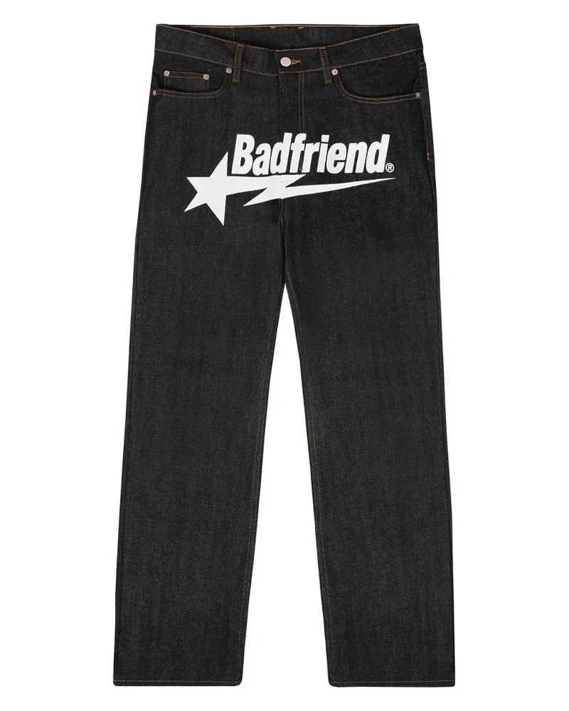 Badfriend Letter Printed Loose Jeans 2024 New Harajuku Fashion Punk Rock Wide-leg Pants Men And Women All-match Y2k Street Jeans W250222