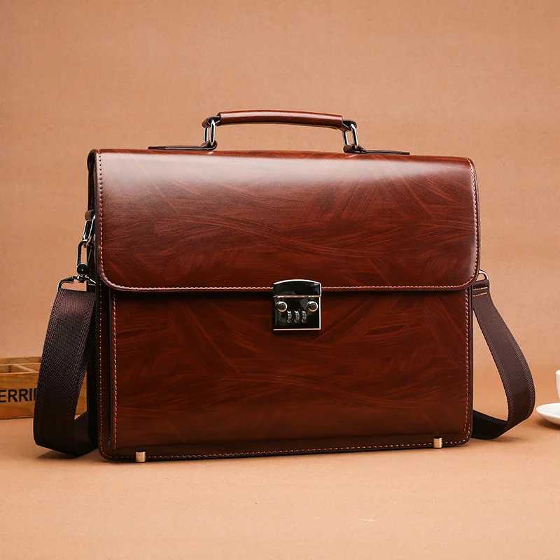 Mens Bag Laptop Office Bags Portable Code Lock Business Briefcase Large Capacity Shoulder Messenger Computer Luxury Handbags Z250220
