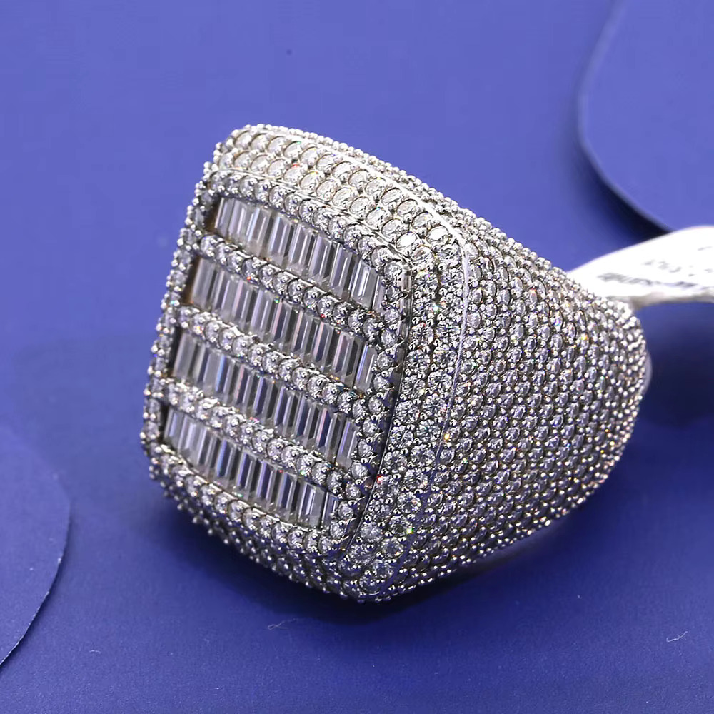 S Sier Man Moissanite Ring Synthetic Full Dia HIP HOP Rings for Men