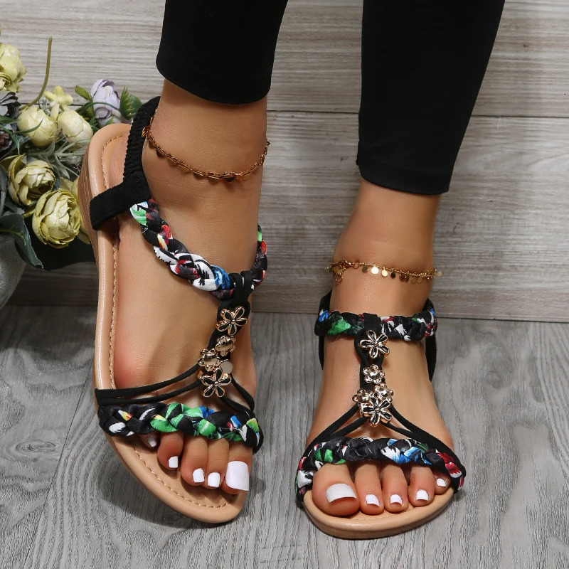 Womens Wedge Bohemian Sandals Summer 2023 Open Sandals Low Boot Sandals Casual Womens Sandals Mujer Verano 250218