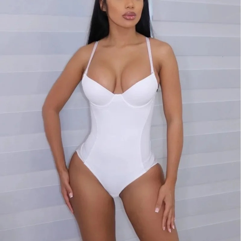 Underwire White Bodysuit Women Shapers Stretch Solid Color Silky Underwear Shapewear 250217