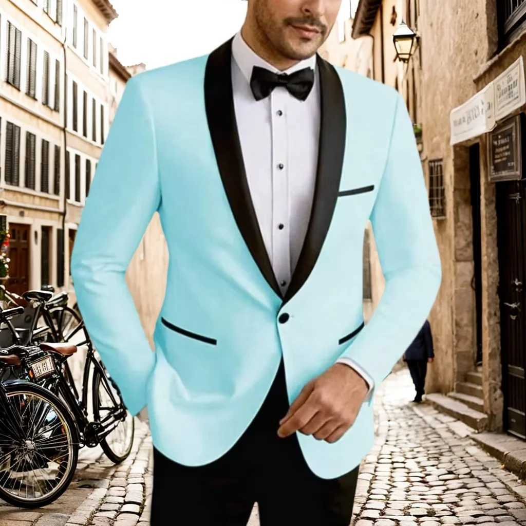 High Quality Mens Suit Slim 2 Piece Blazer and Pant Suit Set Shawl Lapel Formal Wedding Dresses Business Tuxedo Suits for MenXJ250222