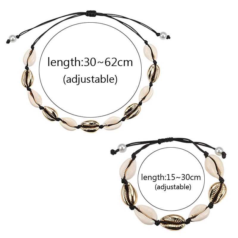 Shell Necklace Bracelet Bohemia Nature Seashell Cowrie Charm Necklaces For Women Choker Rope Chain Bracelets Summer Jewelry GiftXJ250222