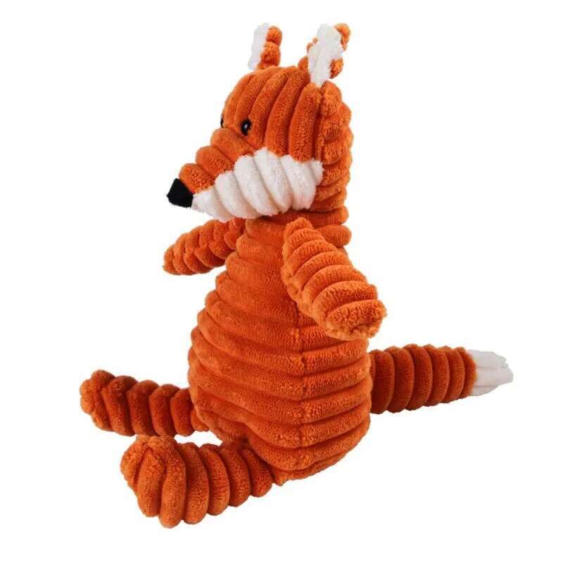 Plush Toy Animals Shape Bite Resistant Squeaky Corduroy Dog Toys for Small Large Dogs Puppy Pets Training Accessories