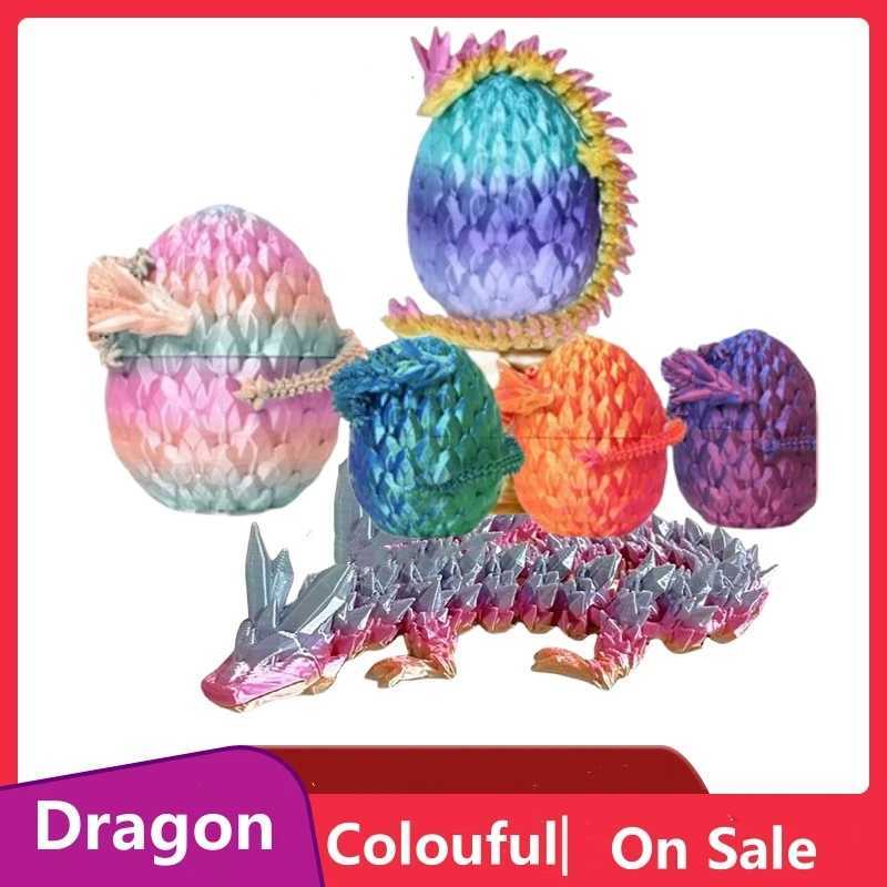 1PCS 3D Printed Egg with Full Dragon Modle Movable Rotatable Articulated Desktop Ornament Kid Toy Free shipping