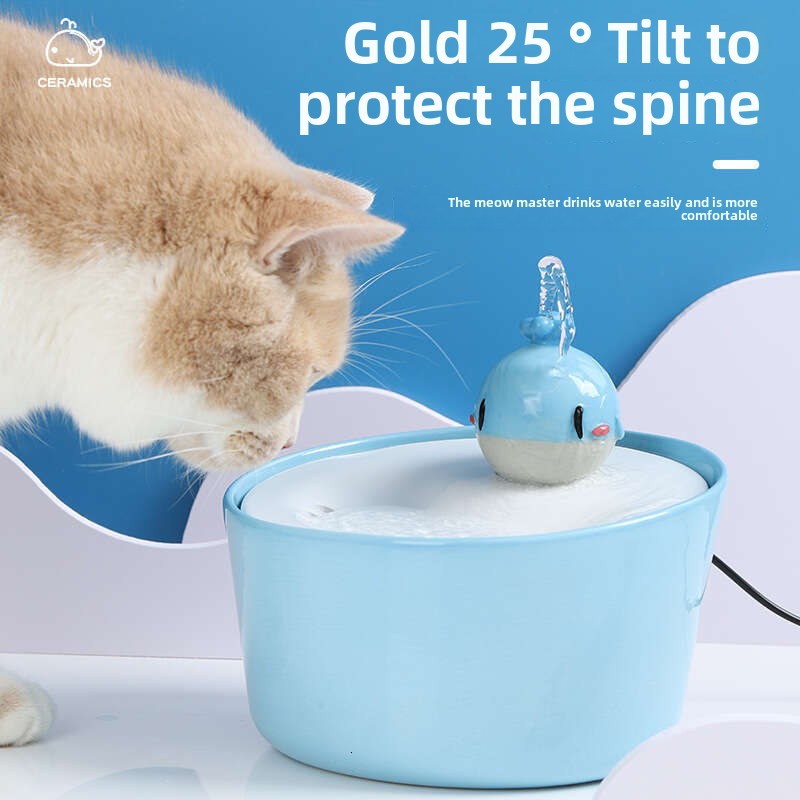 Pet Friendly Swan Design Ceramic Electric Fountain - Hygienic Drinking Solution with Ergonomic Neck Support for Cats