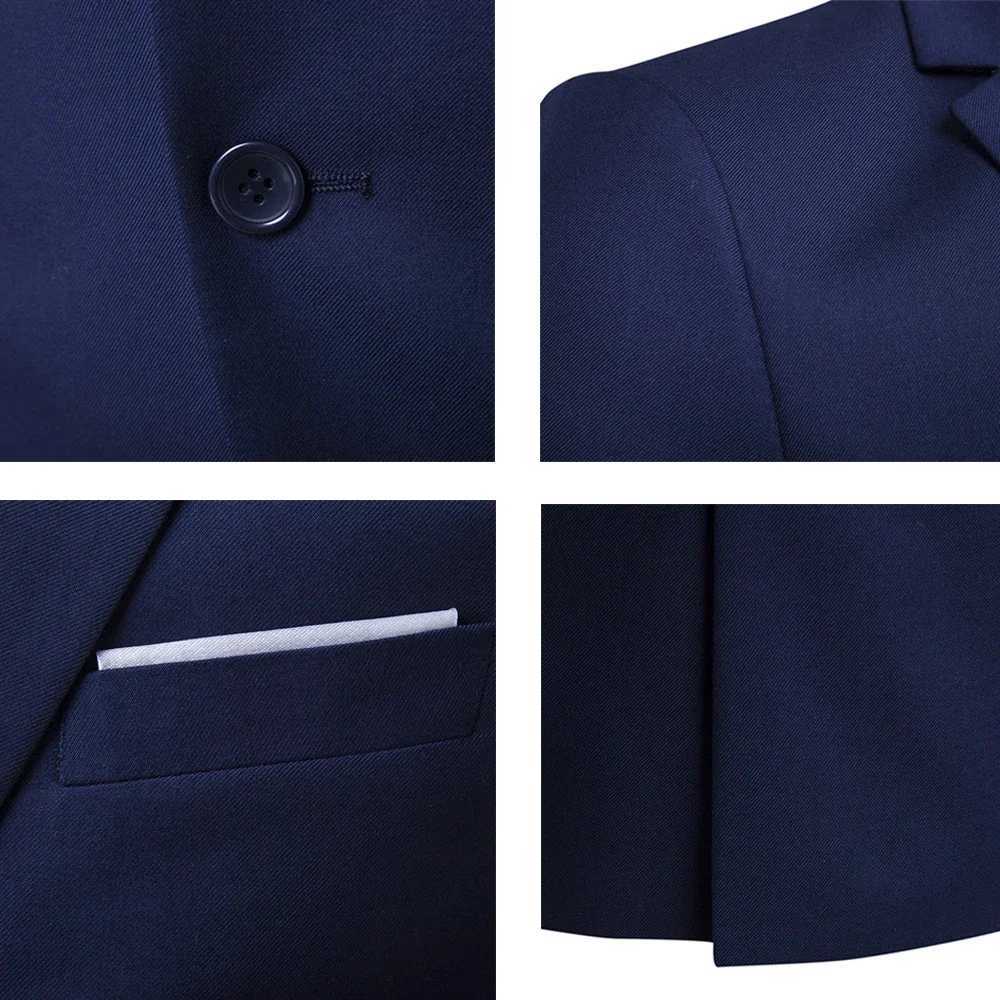 Mens Blazers 3 Pieces Sets Elegant 2 Suits Wedding Luxury Business Jackets Vest Pants Blue Coats 2023 Formal KoreanXJ250222